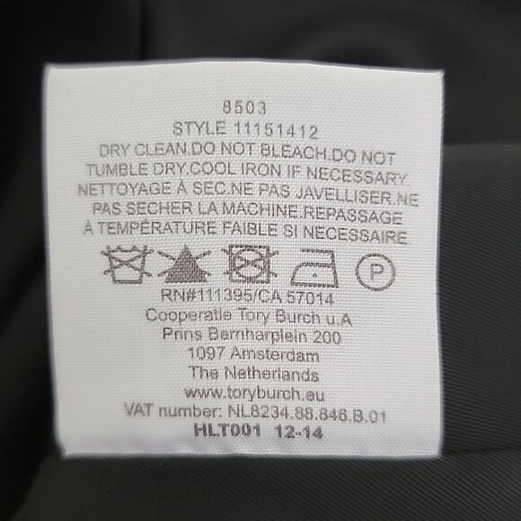 Tory Burch Marbled Woven Tweed V-Neck A-Line Black White Navy Dress 0 - Picture 14 of 15